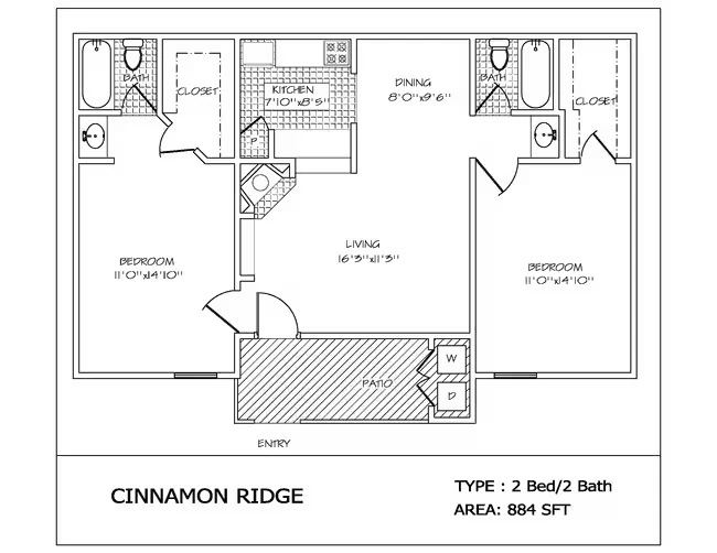 Two Bed / Two Bath 3110 floor plan
